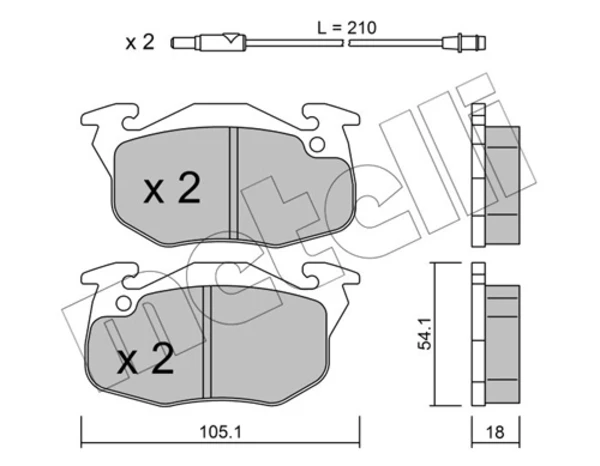 Передні тормозні колодки 2200370 Metelli