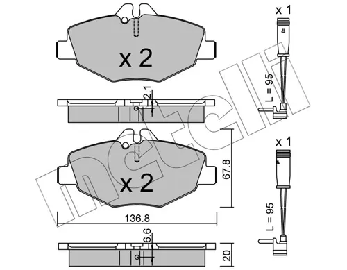 Передні тормозні колодки 2205620K Metelli