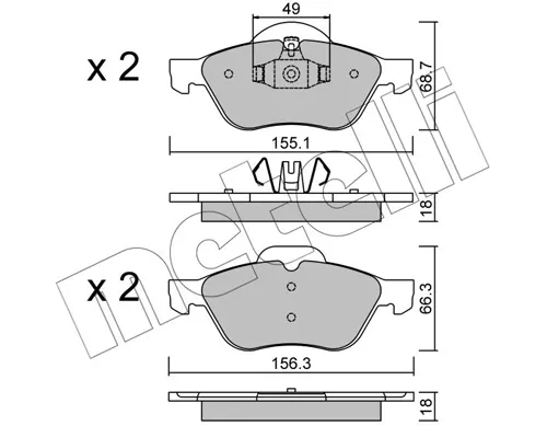 Передні тормозні колодки 2203351 Metelli
