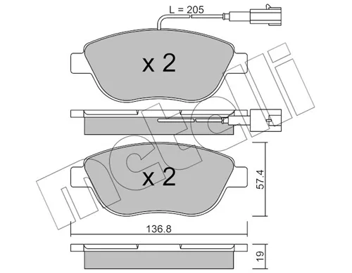 Передні тормозні колодки 2203223 Metelli