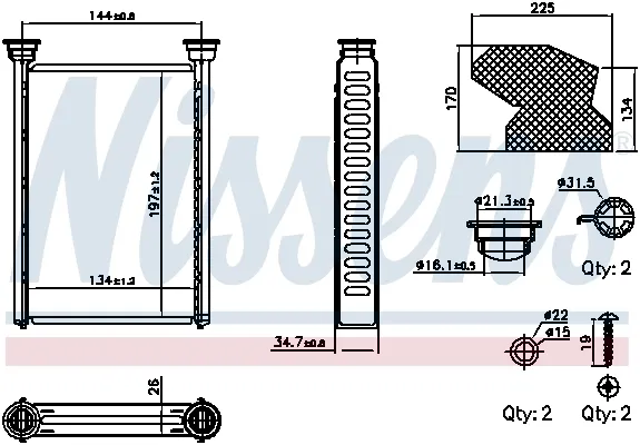 Радіатор пічки 707309 Nissens