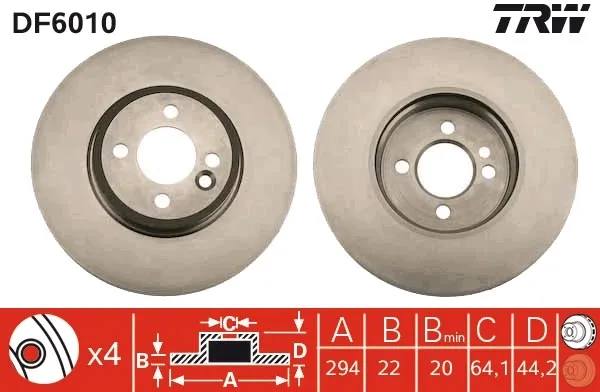 Гальмівні диски передні DF6010 TRW