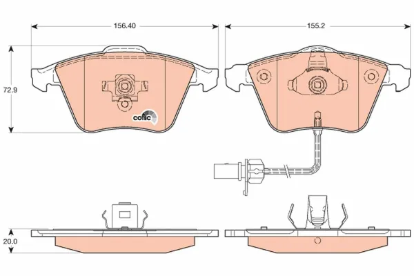 Передні тормозні колодки GDB1617 TRW