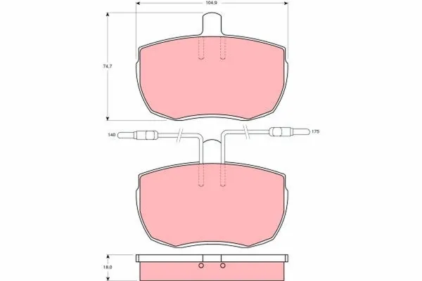 Передні тормозні колодки GDB342 TRW