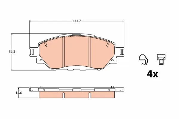 Передні тормозні колодки GDB2196 TRW