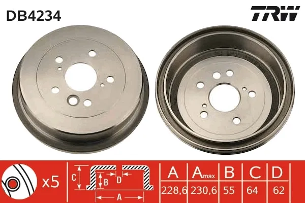 Барабан гальмівний задній DB4234 TRW