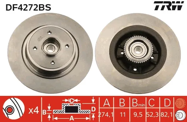 Гальмівні диски DF4272BS TRW