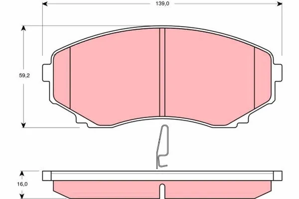 Передні тормозні колодки GDB3255 TRW