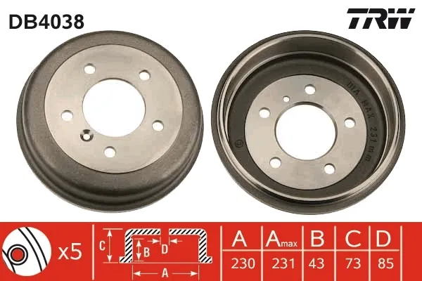 Барабан гальмівний задній DB4038 TRW