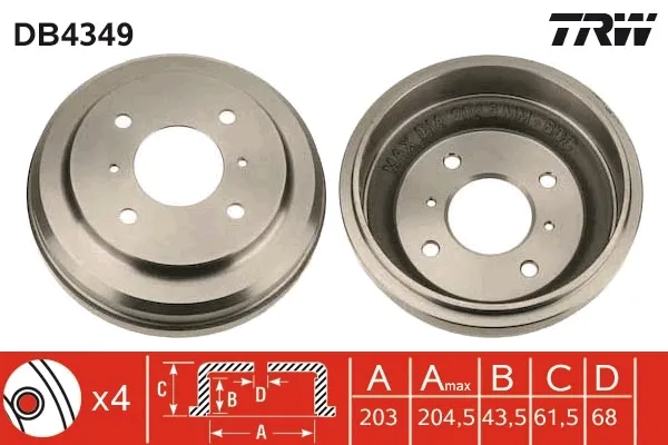 Барабан гальмівний задній DB4349 TRW