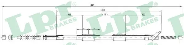 Трос ручного гальма задній, лівий C0874B LPR