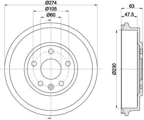 Барабан гальмівний задній 8DT355302601 HELLA