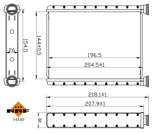 Радіатор пічки 54440 NRF
