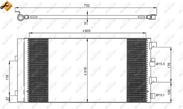 Радіатор кондиціонера 35969 NRF