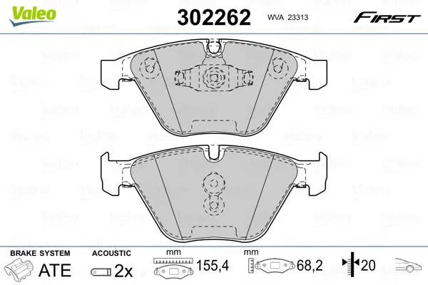 Передні тормозні колодки 302262 VALEO