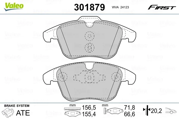 Передні тормозні колодки 301879 VALEO