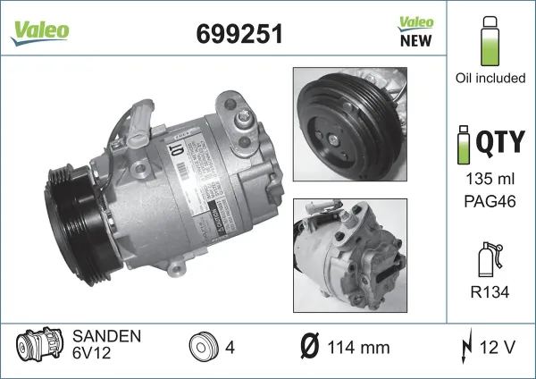 Компресор кондиціонера 699251 VALEO