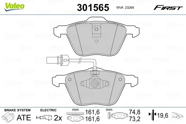 Передні тормозні колодки 301565 VALEO