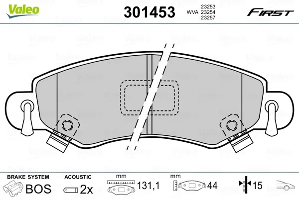 Передні тормозні колодки 301453 VALEO