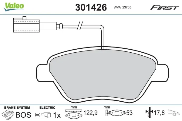 Передні тормозні колодки 301426 VALEO