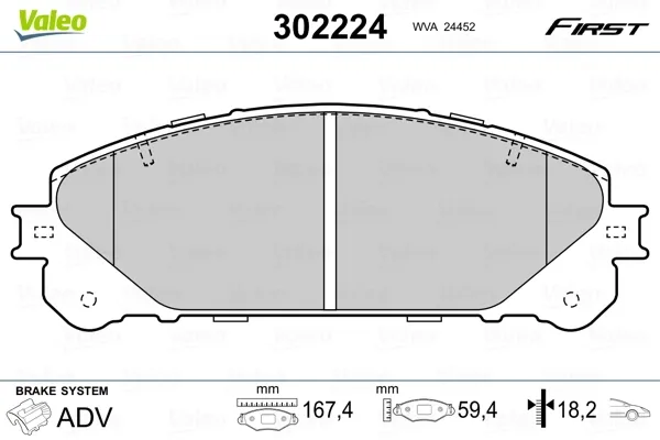 Передні тормозні колодки 302224 VALEO