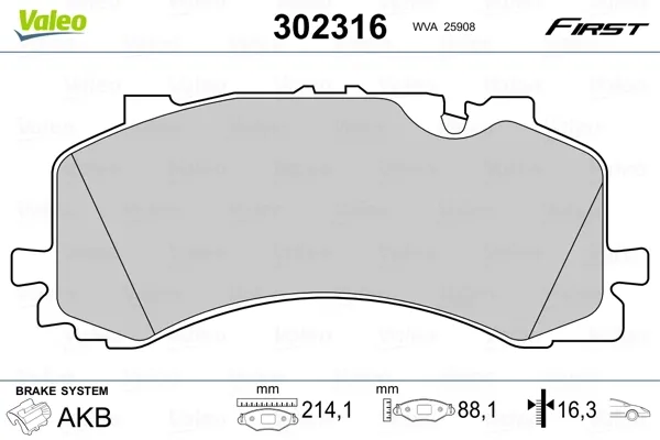 Передні тормозні колодки 302316 VALEO