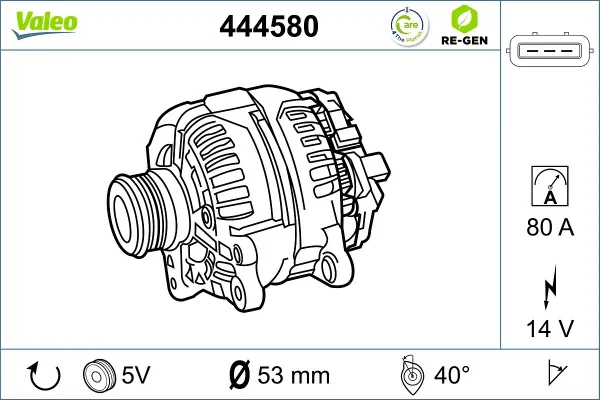 Генератор 444580 VALEO
