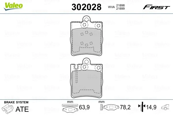 Задні гальмівні колодки 302028 VALEO