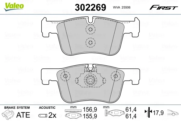 Передні тормозні колодки 302269 VALEO
