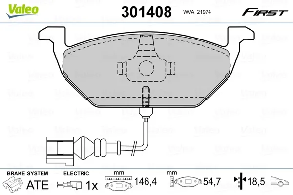 Передні тормозні колодки 301408 VALEO