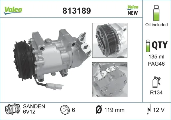 Компресор кондиціонера 813189 VALEO