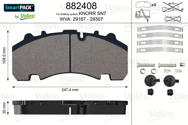 Задні гальмівні колодки 882408 VALEO