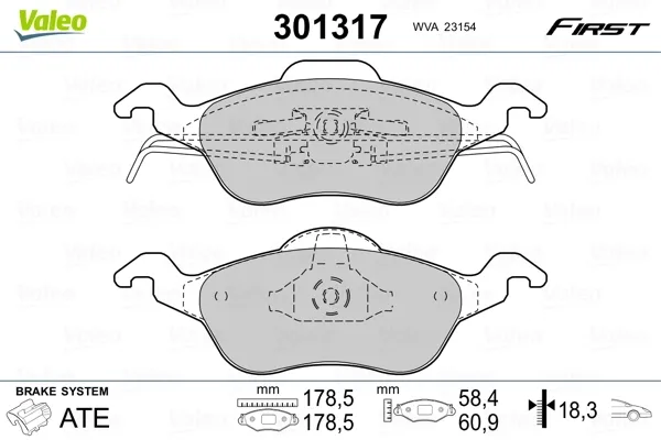 Передні тормозні колодки 301317 VALEO