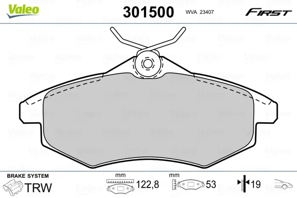 Передні тормозні колодки 301500 VALEO