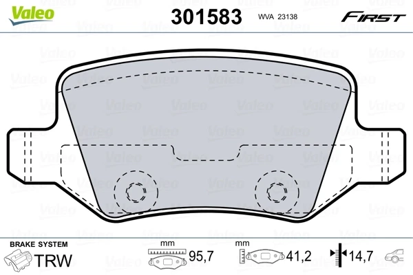 Задні гальмівні колодки 301583 VALEO
