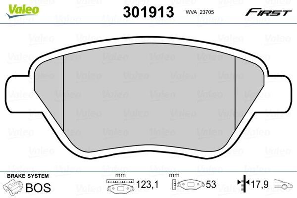 Передні тормозні колодки 301913 VALEO