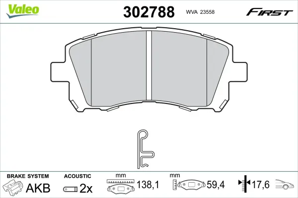 Передні тормозні колодки 302788 VALEO