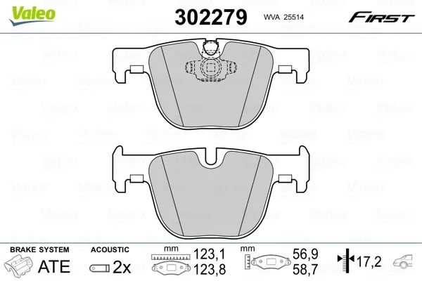 Задні гальмівні колодки 302279 VALEO