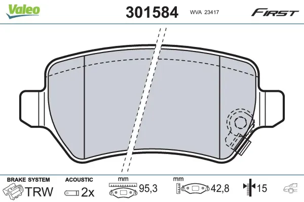 Задні гальмівні колодки 301584 VALEO