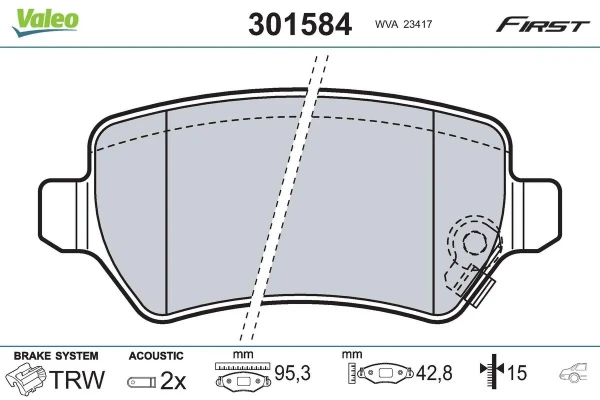 Задні гальмівні колодки 301584 VALEO