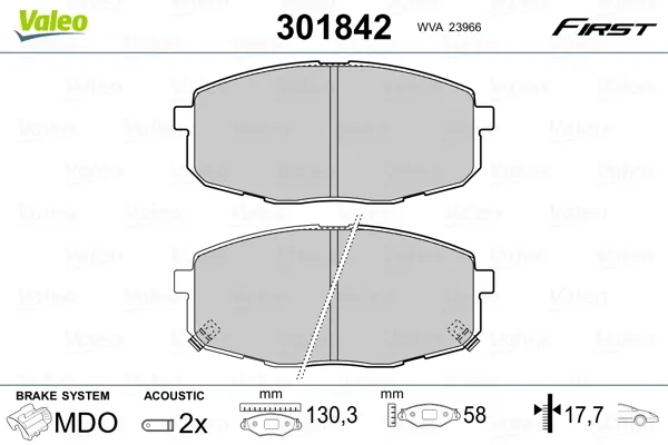 Передні тормозні колодки 301842 VALEO