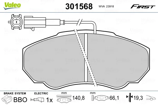 Передні тормозні колодки 301568 VALEO