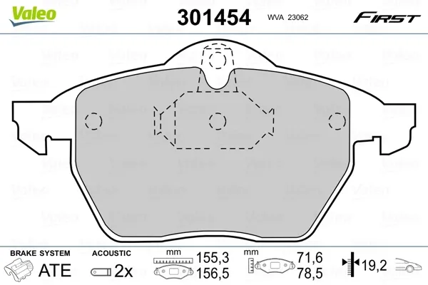 Передні тормозні колодки 301454 VALEO