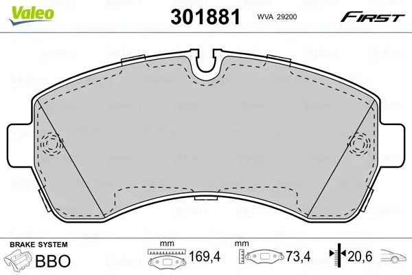 Передні тормозні колодки 301881 VALEO