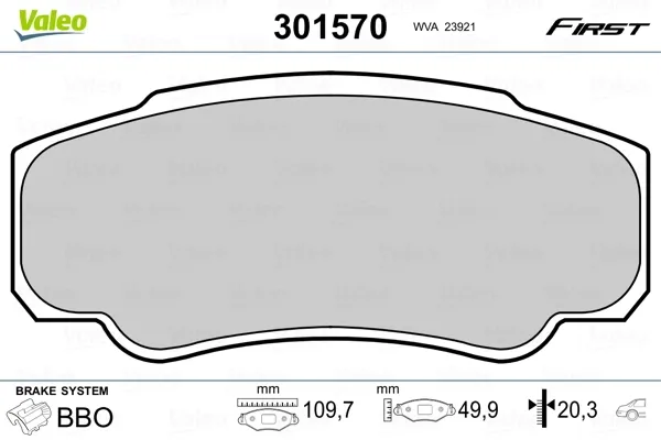 Задні гальмівні колодки 301570 VALEO