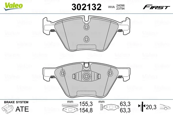 Передні тормозні колодки 302132 VALEO