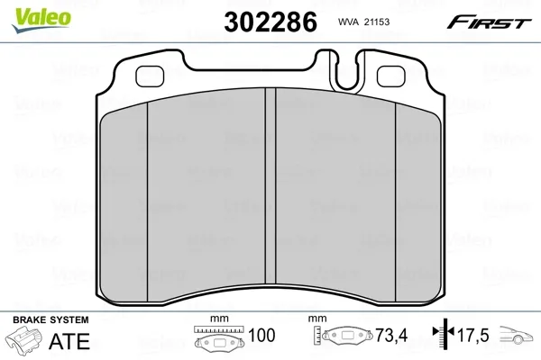 Передні тормозні колодки 302286 VALEO