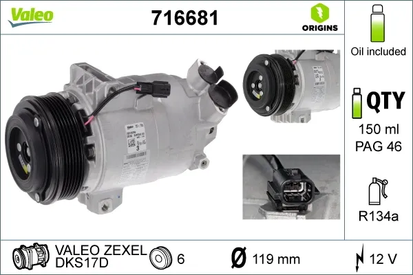 Компресор кондиціонера 716681 VALEO