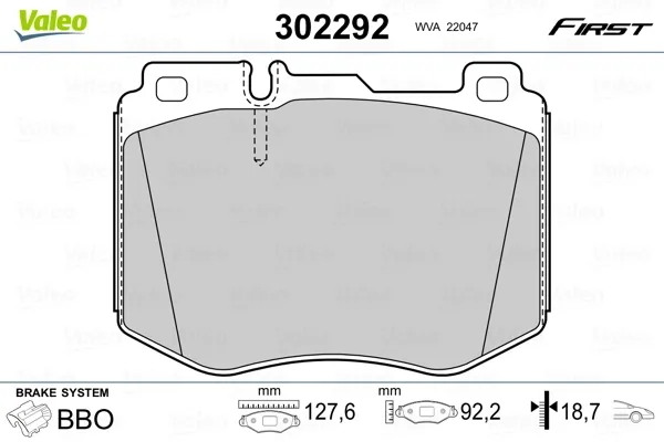 Передні тормозні колодки 302292 VALEO