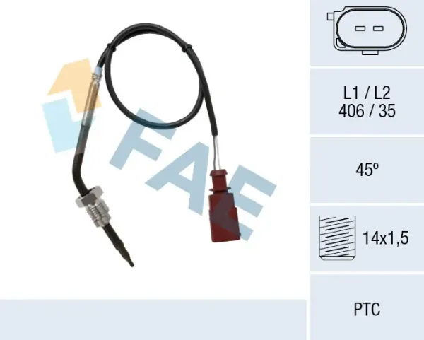 Датчик температури відпрацьованих газів (ВГ), перед фільтром сажі 68049 FAE